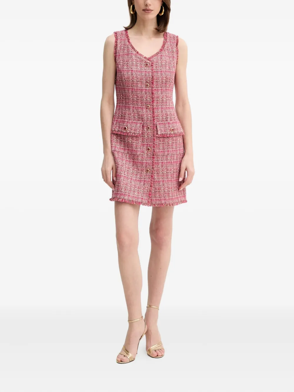 Marciano Claudia tweed buttoned mini dress - Roze