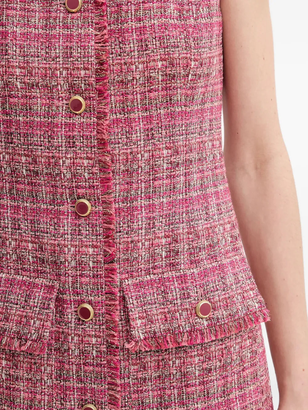 Marciano Claudia Tweed Buttoned Mini Dress In Multi