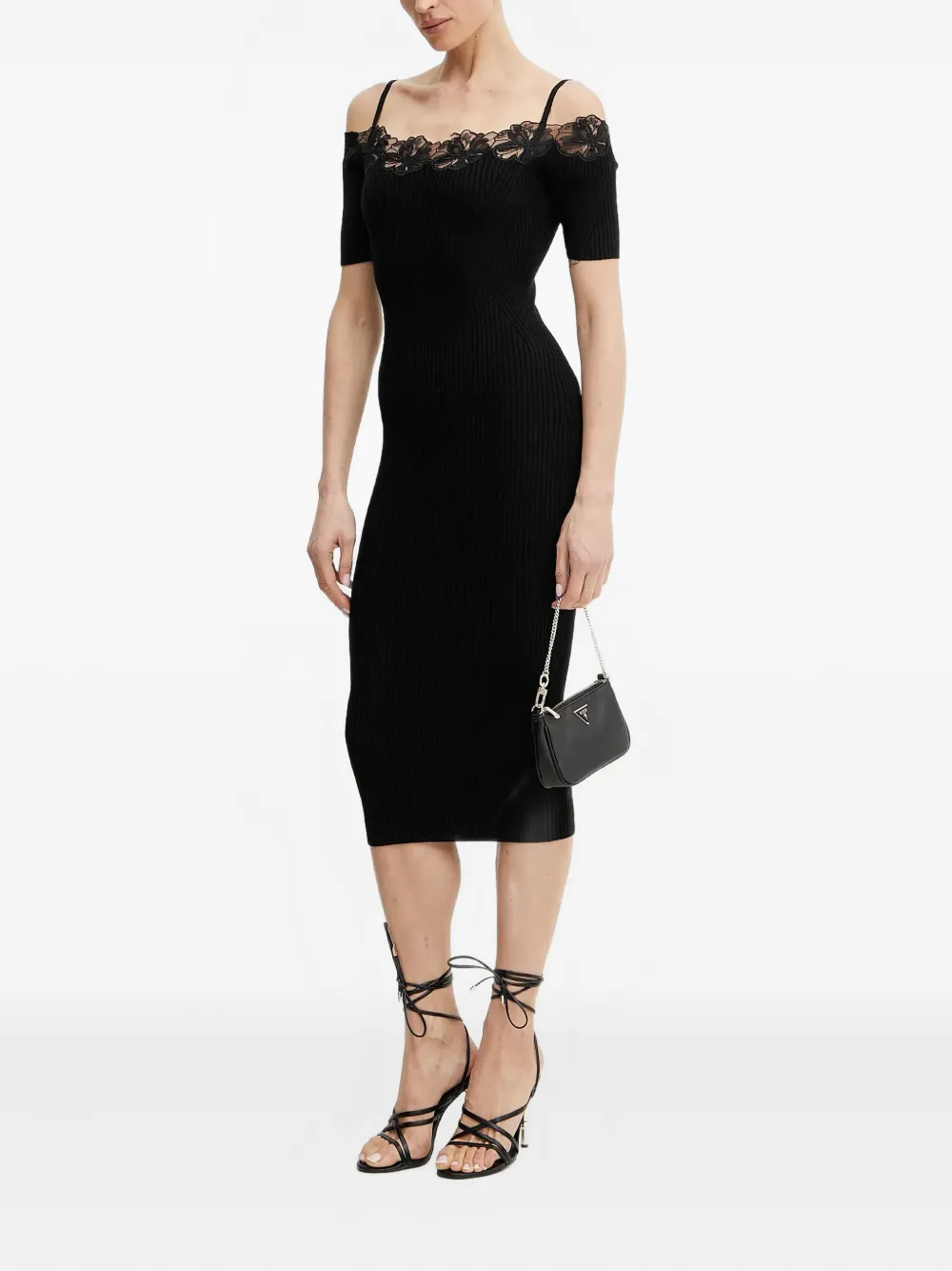 Guess Usa X Marciano Candice Ribbed Midi Dress In Black