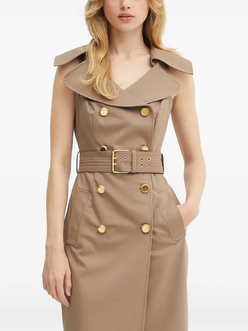 MARCIANO by GUESS Nada belted button midi dress | Neutrals | Image 1