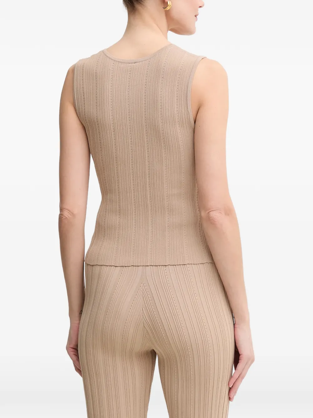 Marciano Buttoned Ribbed Tank Top In Neutral