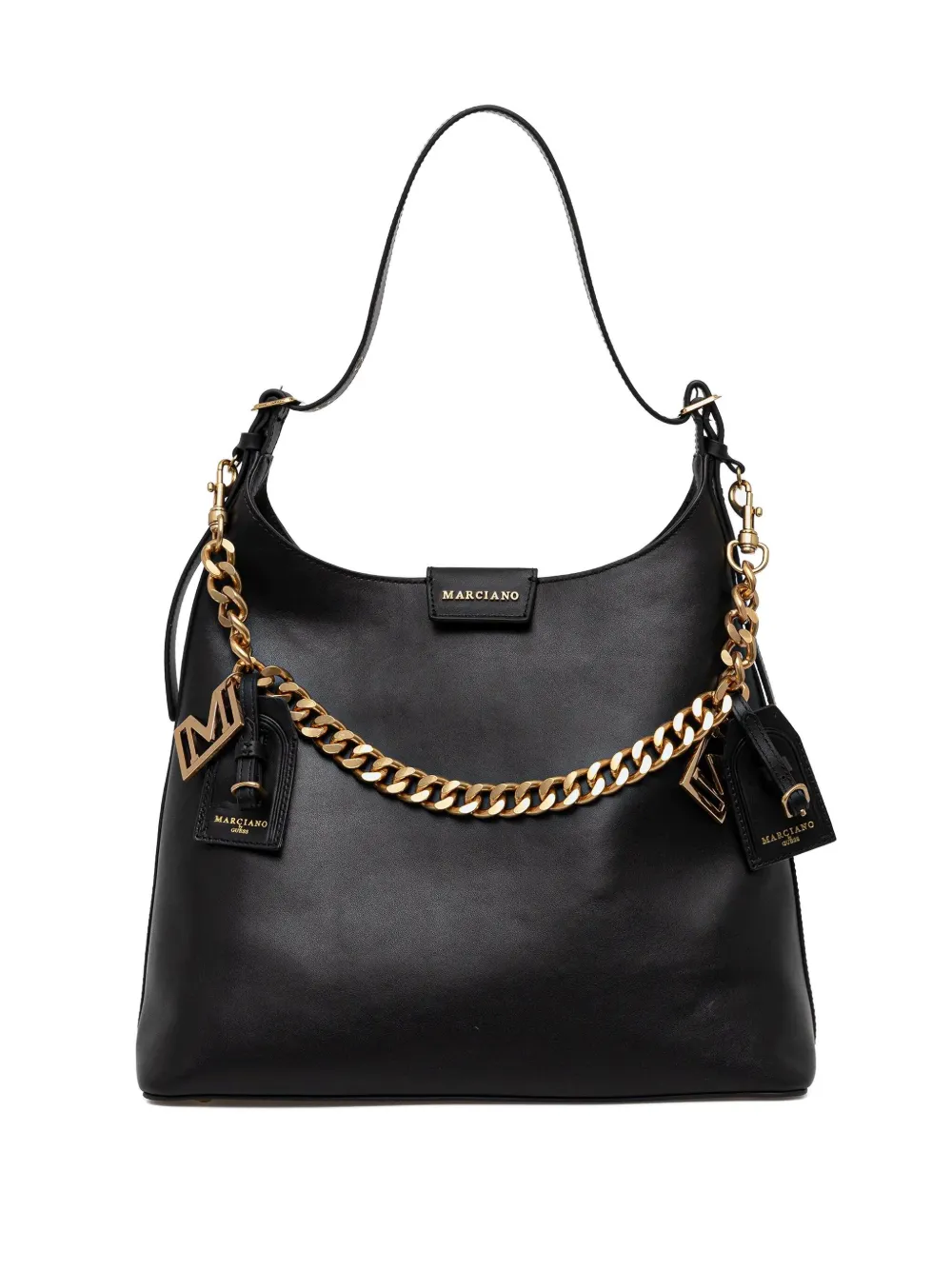 Marciano Charm-detail Leather Shoulder Bag In Black