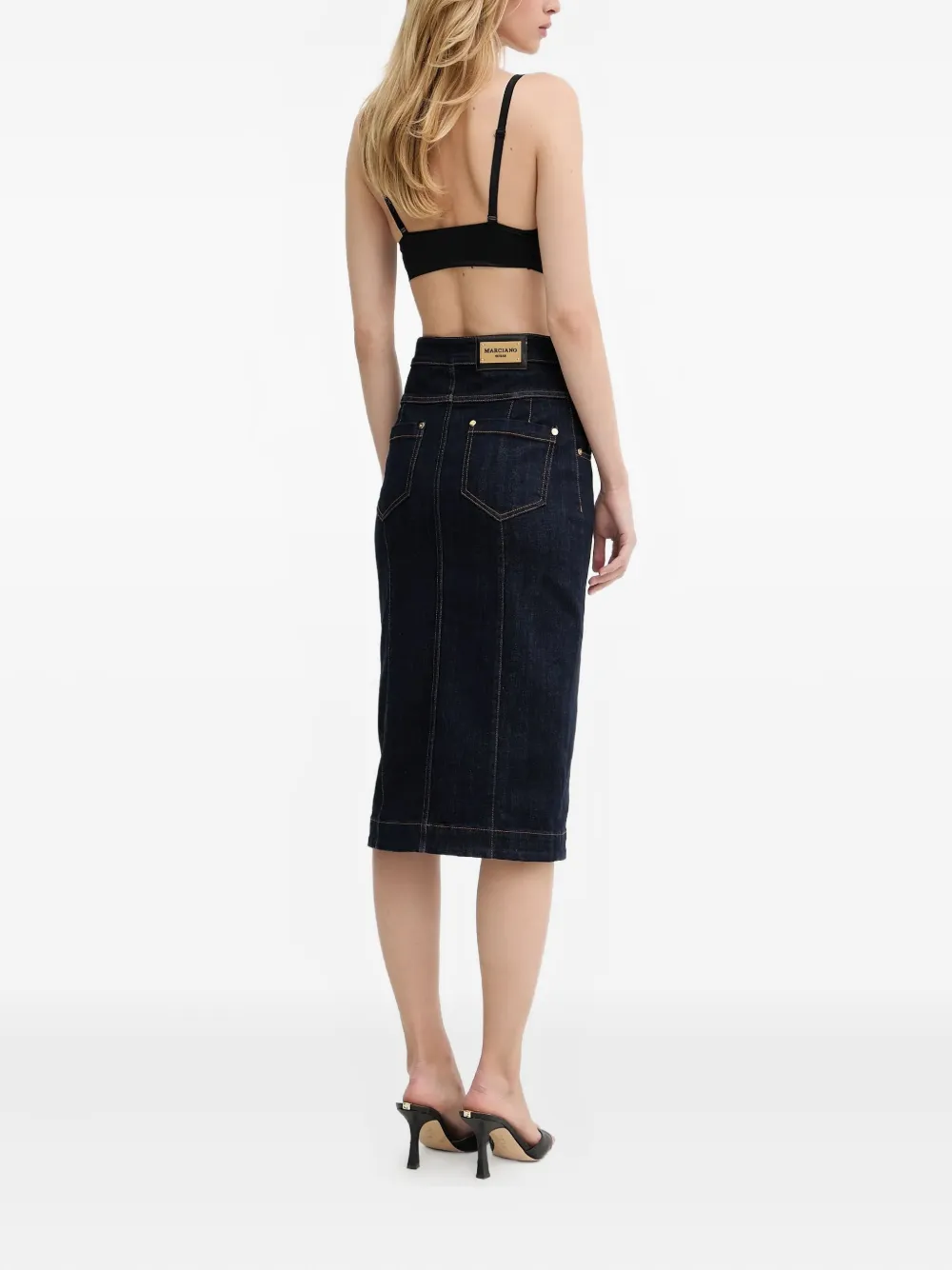 Marciano Denim Midi Skirt In Black
