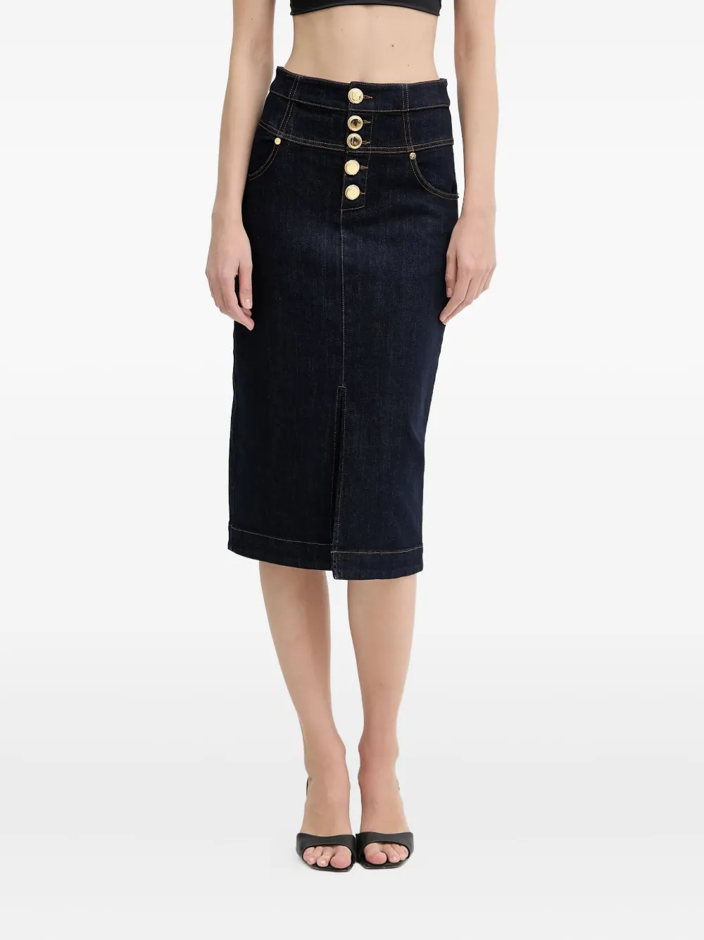 Marciano Denim Midi Skirt In Black