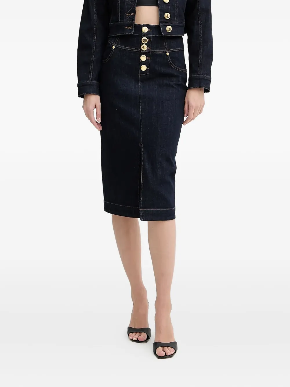 Marciano Denim Midi Skirt In Black