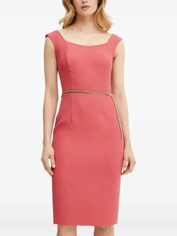 MARCIANO By GUESS Vittoria square-neck Chain Midi Dress | Pink | FARFETCH