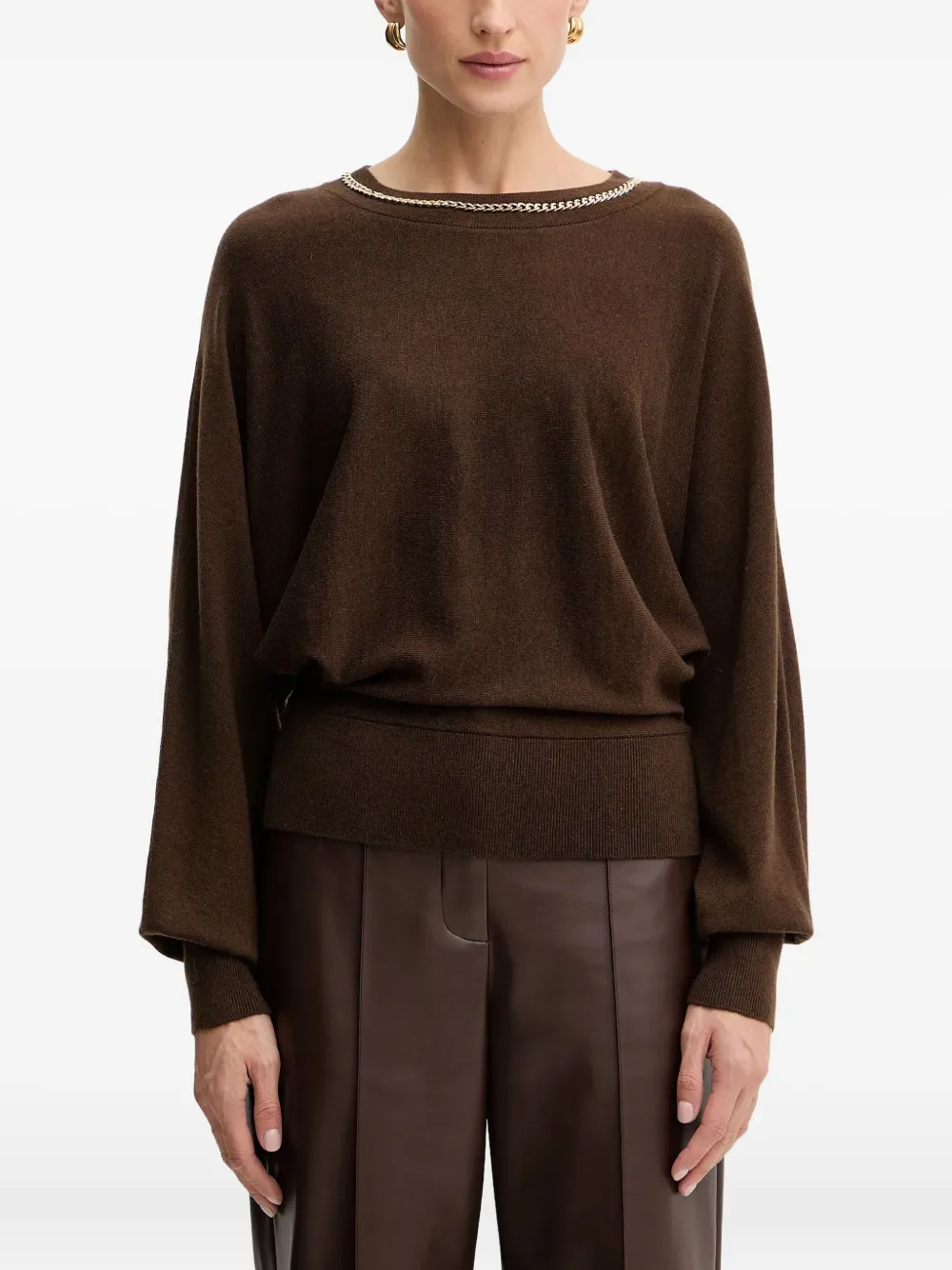 Marciano Chain-detail Sweater In Brown