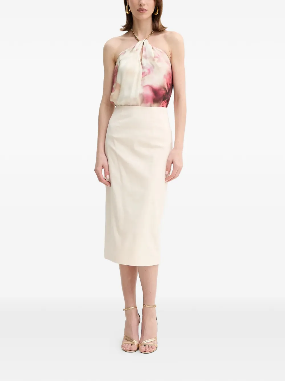 MARCIANO by GUESS Top met bloemenprint en kettingdetail - Beige