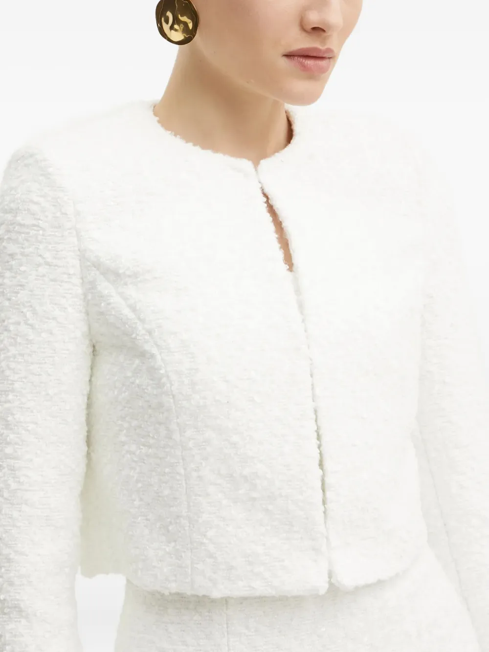 Guess Usa Bouclé Jacket In White