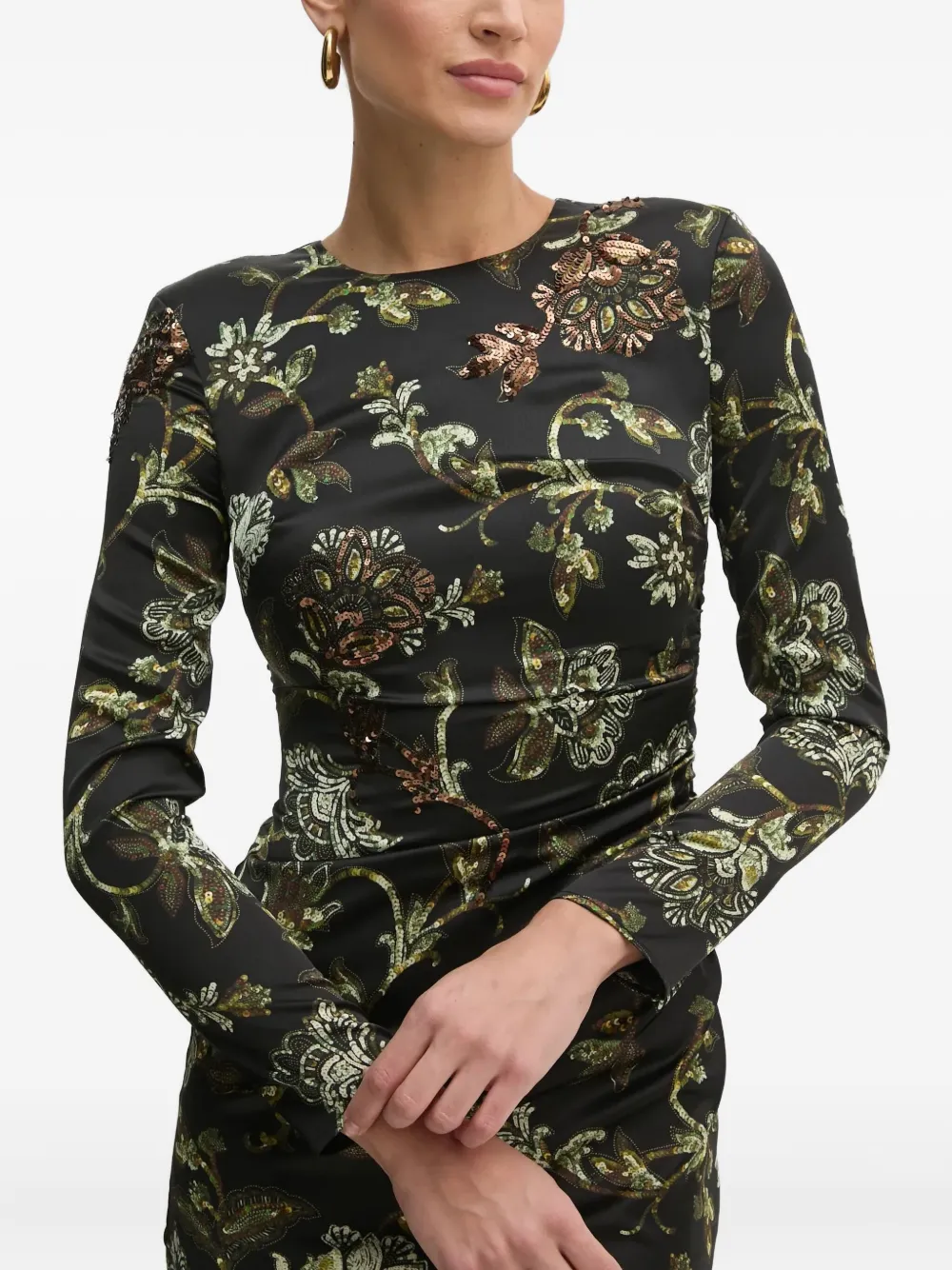 GUESS USA sequin-detail floral-pattern mini dress - ブラック GUESS USA sequin-detail floral-pattern mini dress - ブラック