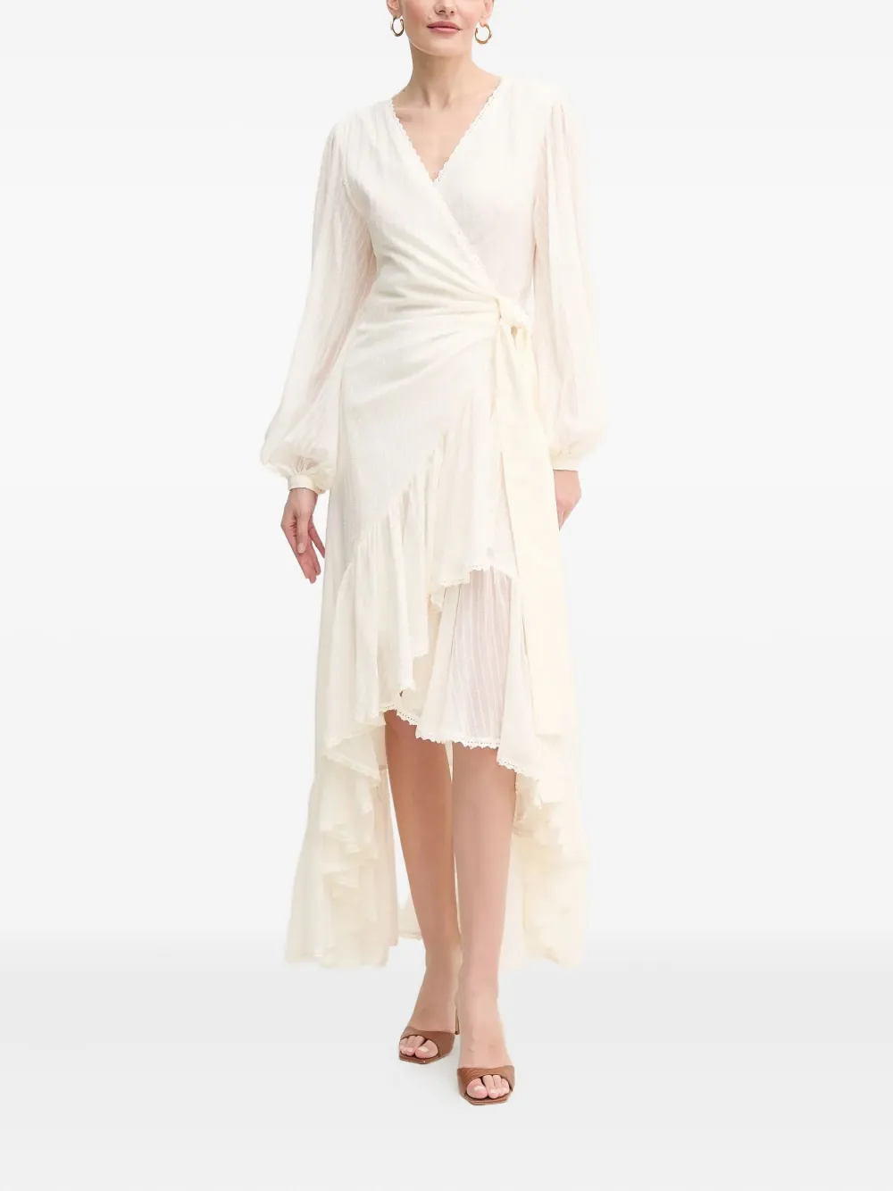 Marciano Elsa Ruffled Maxi Dress In Neutral