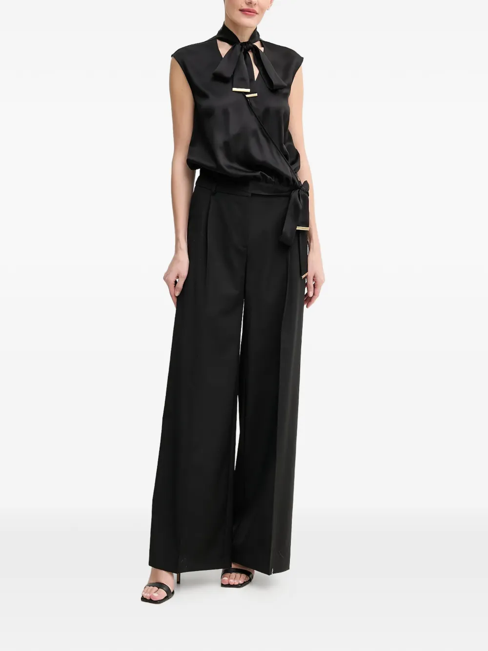 Marciano Tie-detail Palazzo Pants In Black
