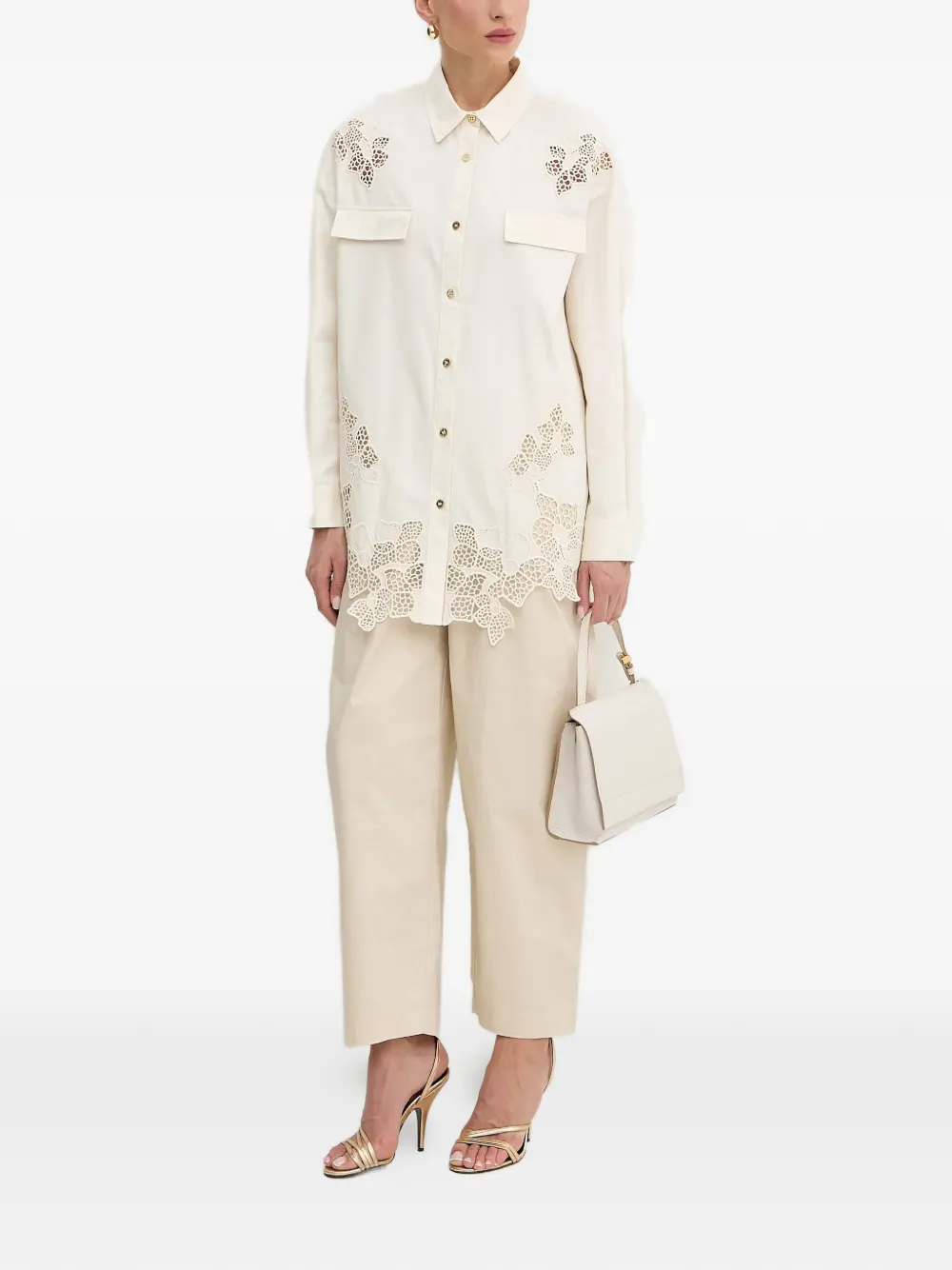 Marciano floral-appliqué pocket shirt - Beige