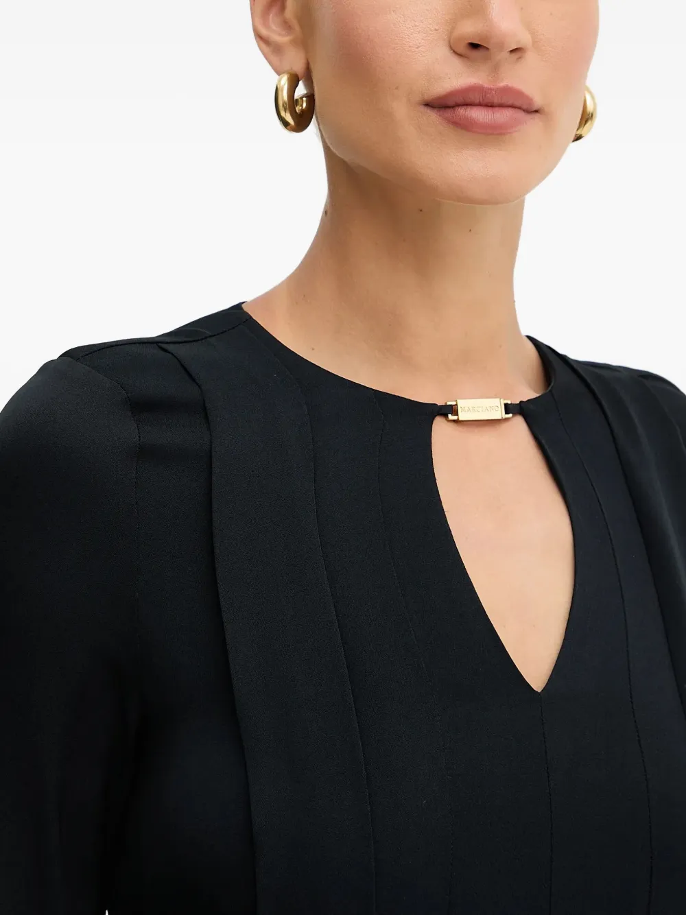 Marciano Keyhole-detail Tie-fastening Mini Dress In Black