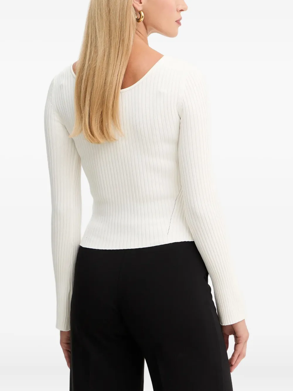 Marciano Button Ribbed Sweater In White