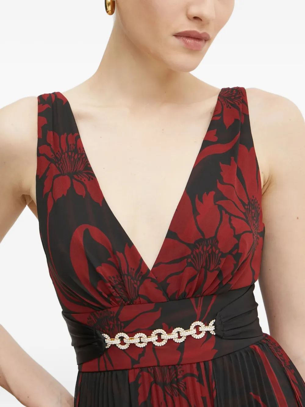 Marciano Pleated Floral Dress In Black