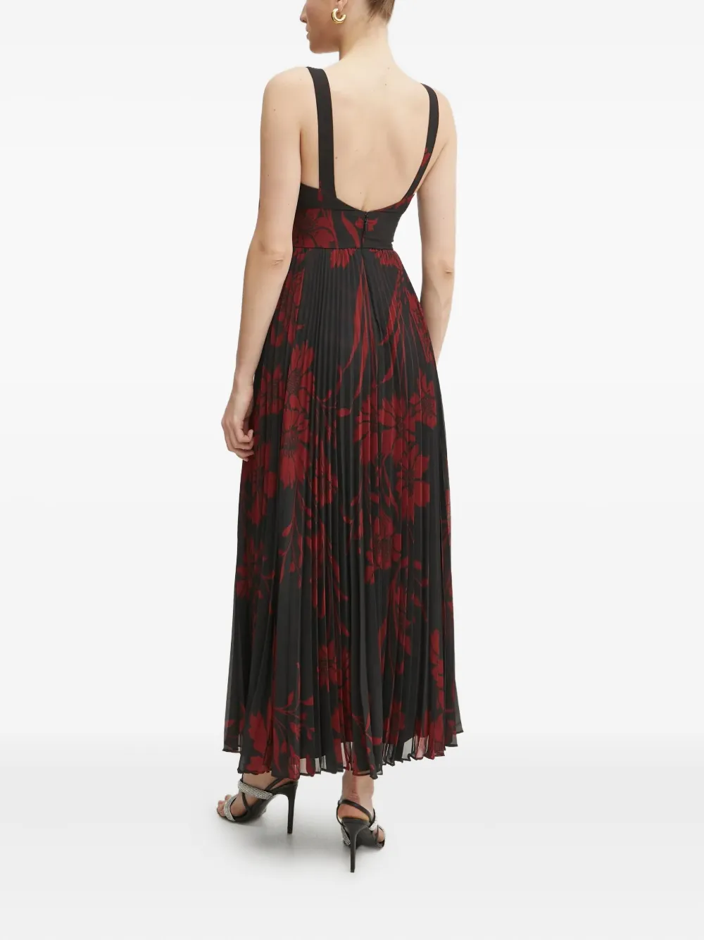 Marciano Pleated Floral Dress In Black