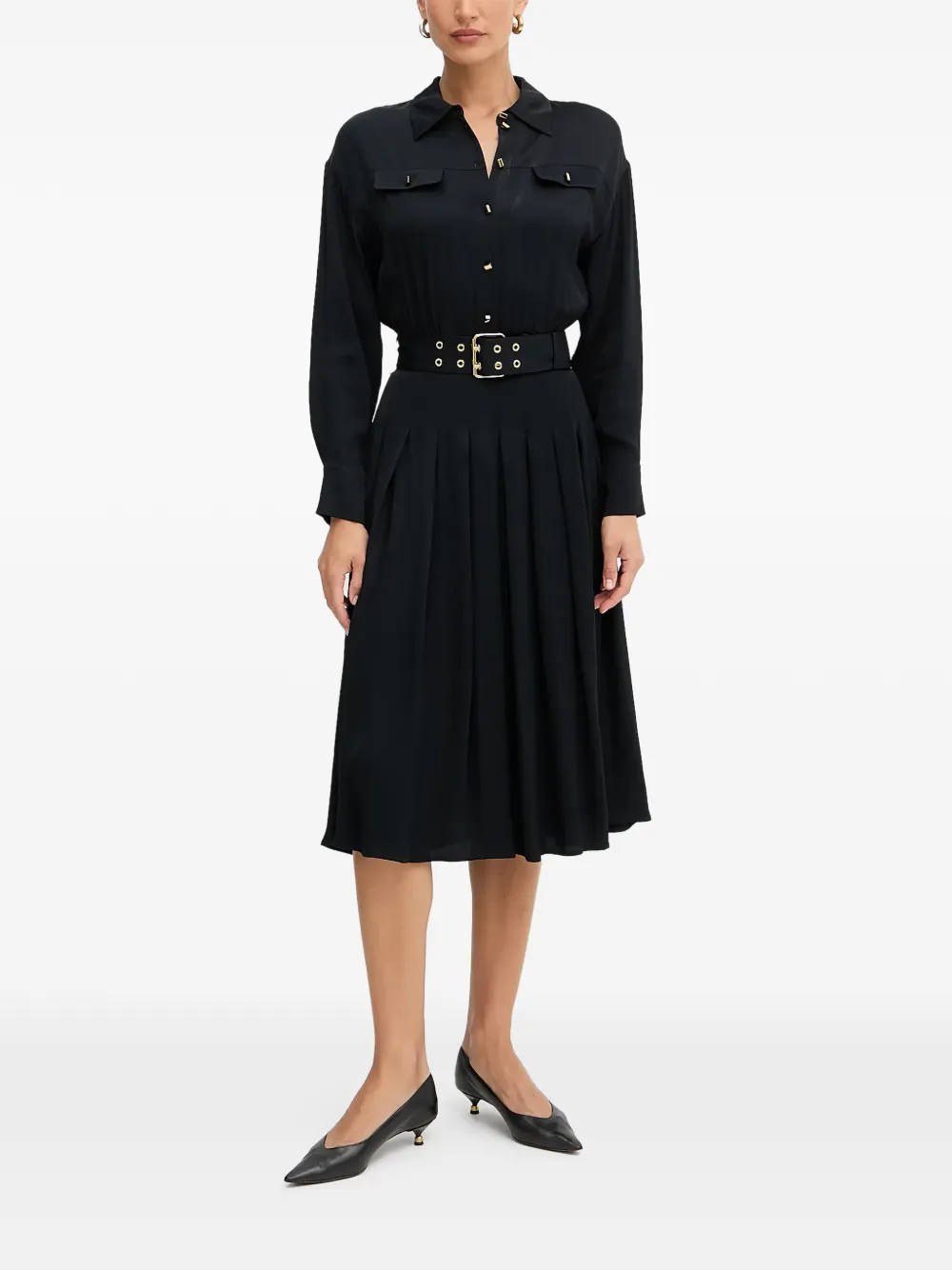 MARCIANO by GUESS buttoned belted midi dress | Black | Image 1