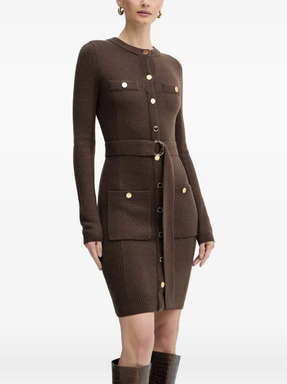 GUESS USA Abito corto con cintura - Marrone