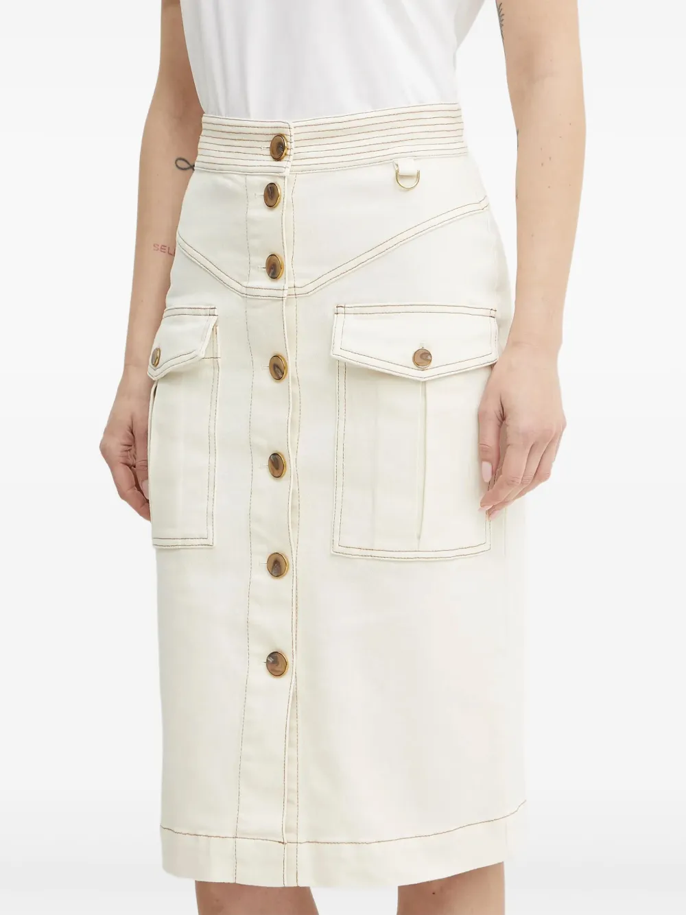 Marciano Naomi Pocket-detail Midi Skirt In Neutral