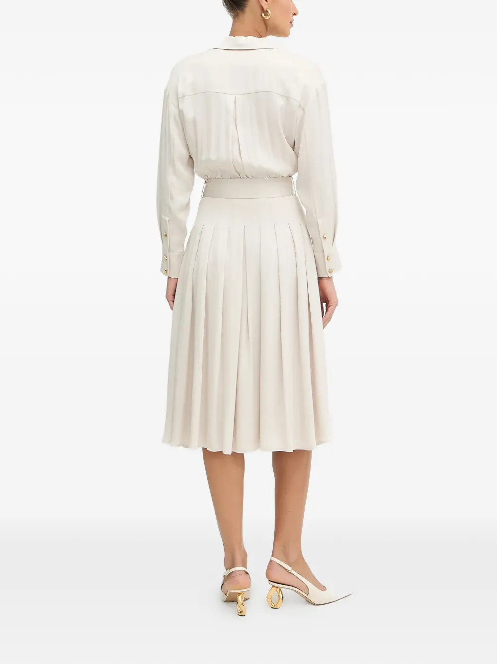 MARCIANO by GUESS Geplooide midi-jurk met polokraag Beige