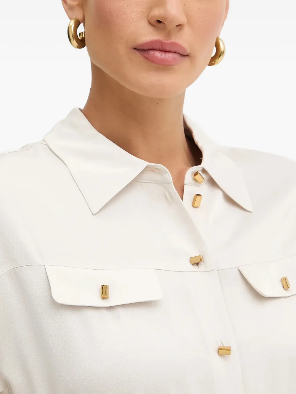 MARCIANO by GUESS Geplooide midi-jurk met polokraag Beige
