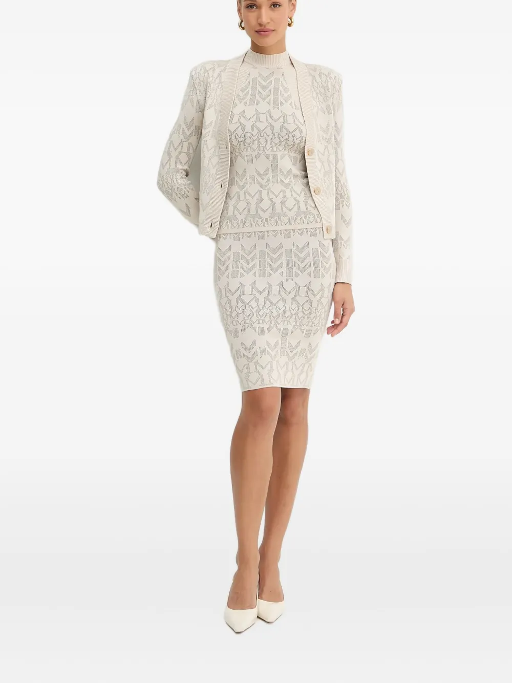 Marciano Button Patterned Cardigan In Neutral