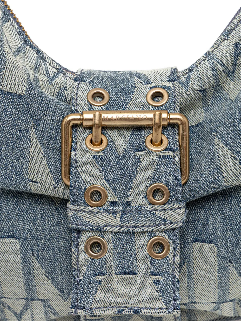 Marciano Monogram Halfmoon Buckle Tote Bag In Blue