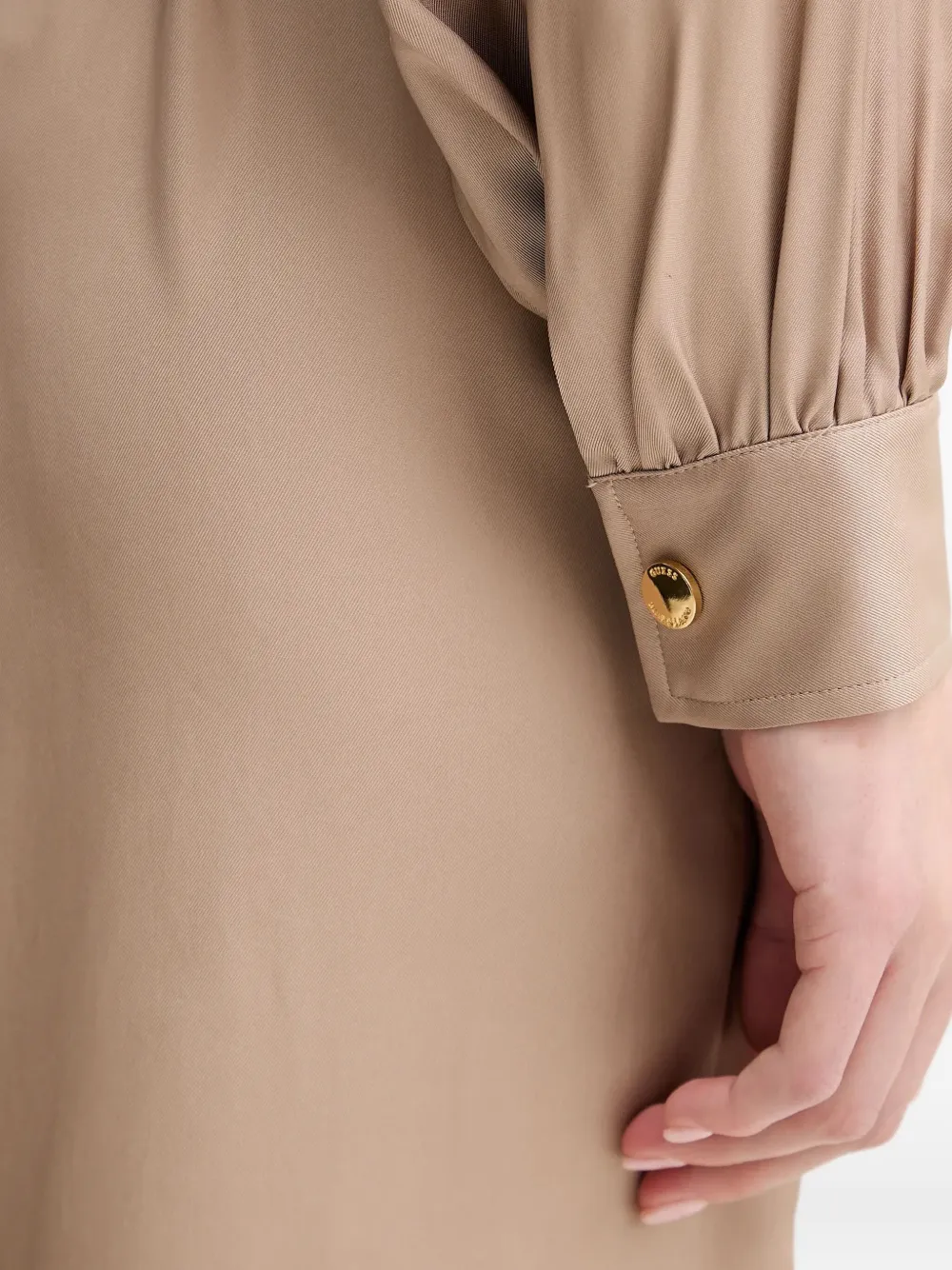 Marciano Tie-waist Long-sleeve Midi Dress In Neutral