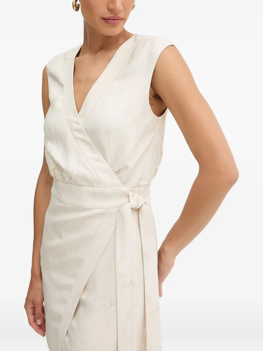 Marciano V-neck Midi Dress In Neutral