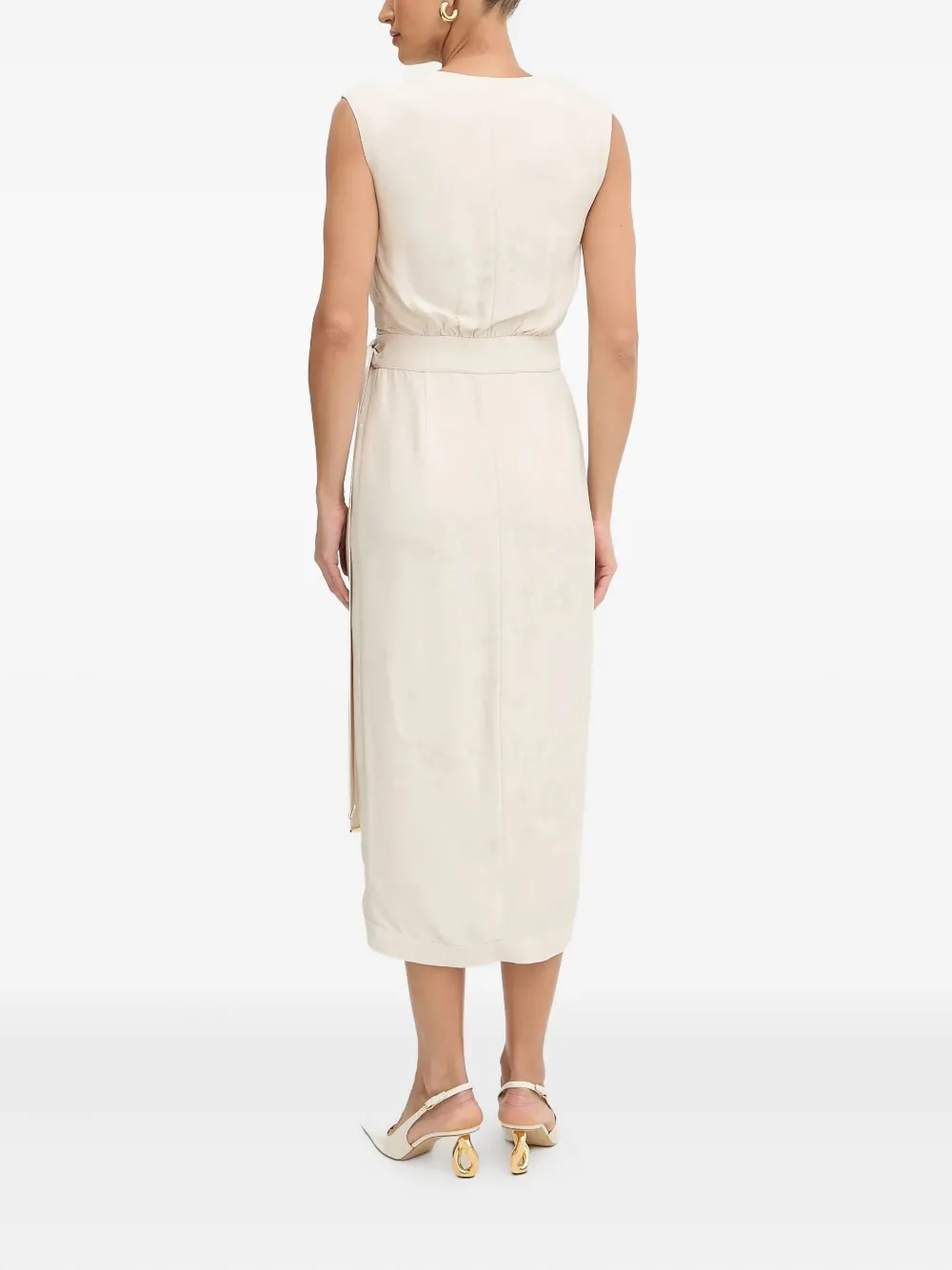 Marciano V-neck Midi Dress In Neutral