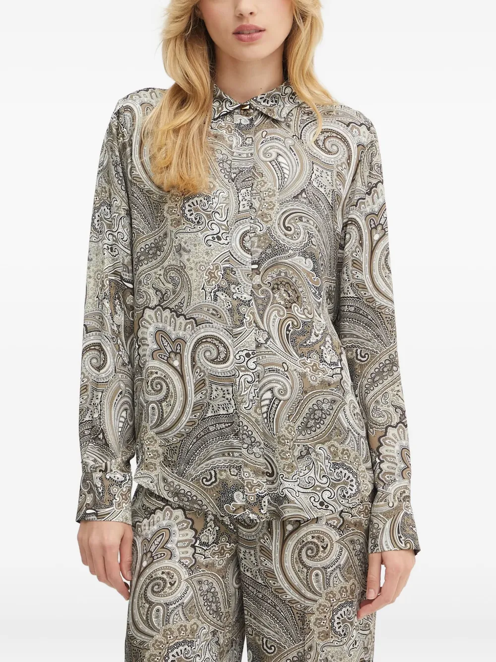Marciano Paisley-print Buttoned Shirt In Gray