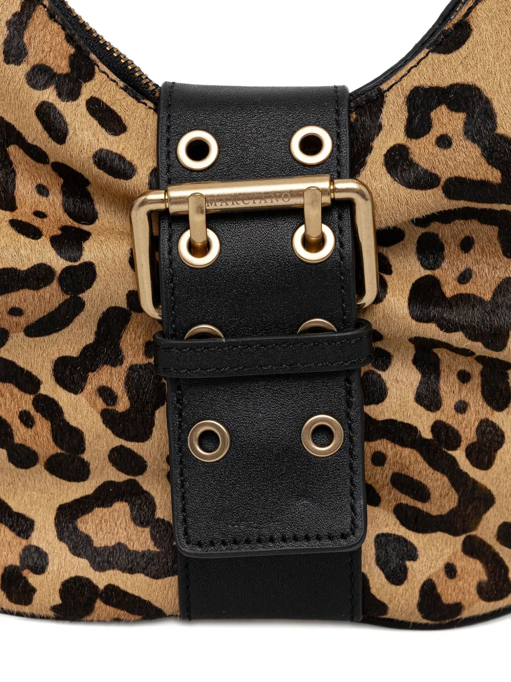 Marciano Leopard-print Half-moon Shoulder Bag In Brown