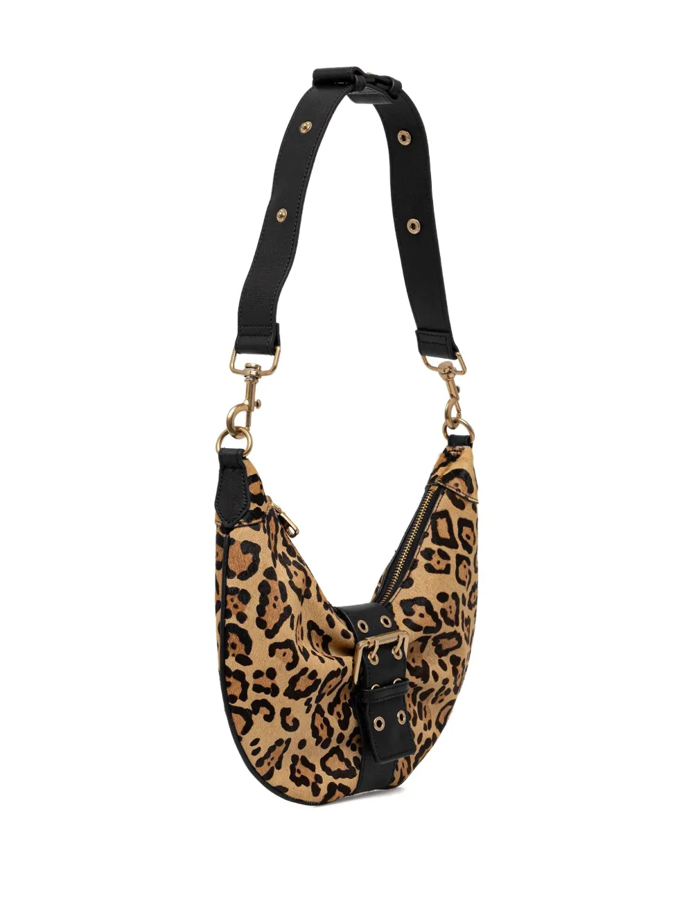 Marciano leopard-print half-moon shoulder bag - Bruin
