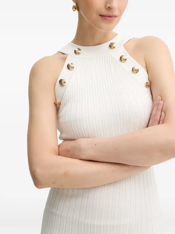 guess white halter dress MARCIANO By GUESS button-detail halter-neck Mini Dress | White