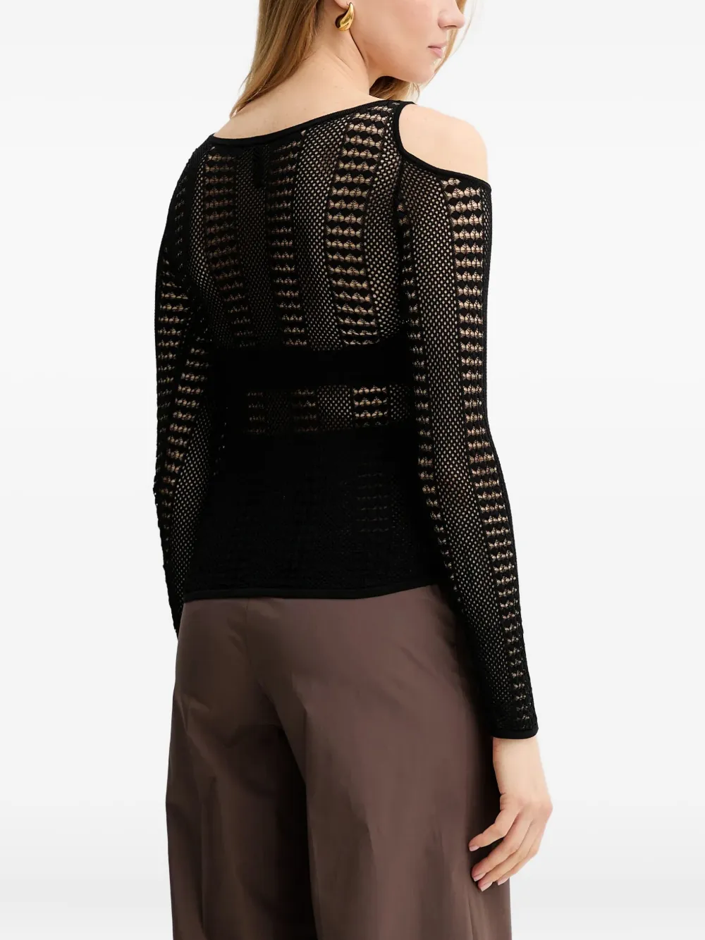 Guess Usa Open-knit Sweater In Black