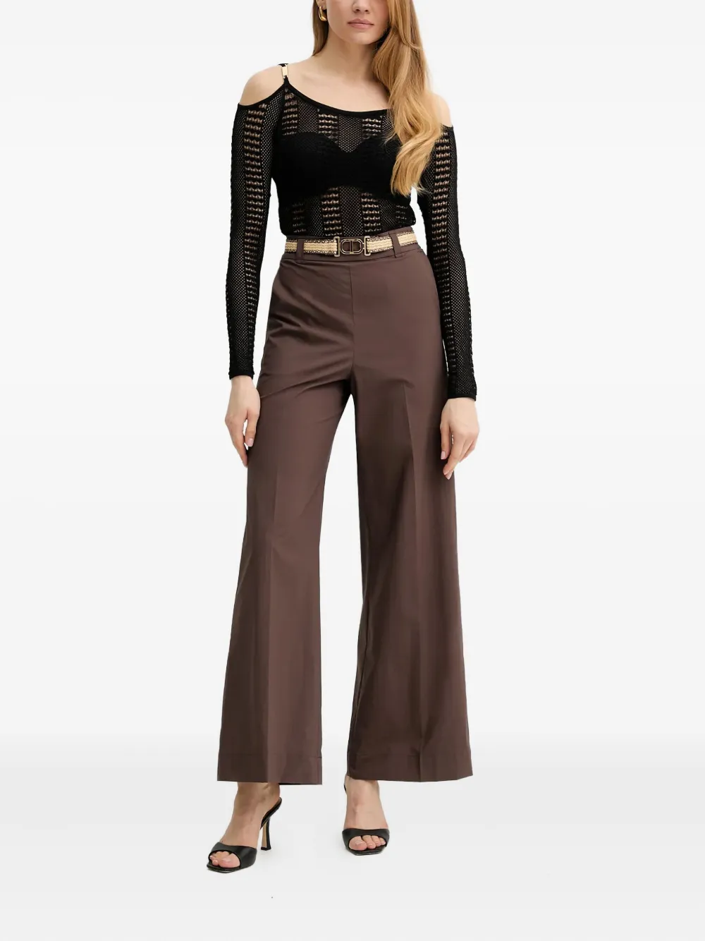 Guess Usa Open-knit Sweater In Black