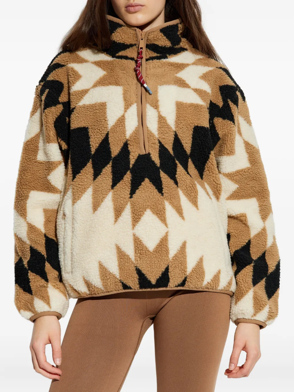 The Upside Harlow Geometric-pattern Half-zip Ski Top In Multi