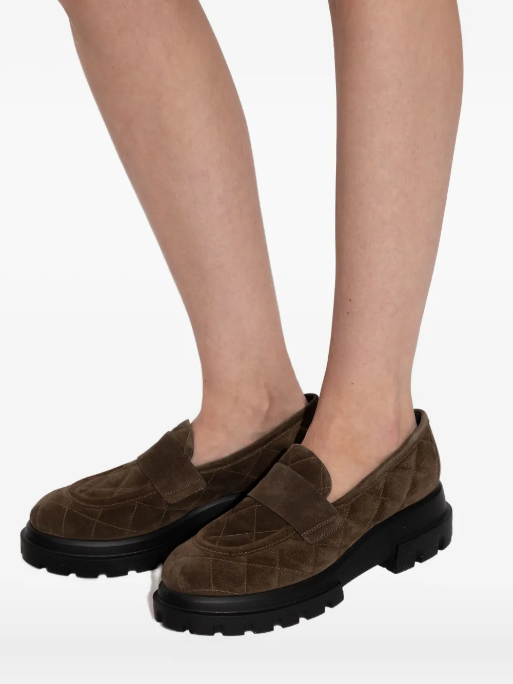 Agl Attilio Giusti Leombruni 55mm Quilted- Design Loafers In Brown