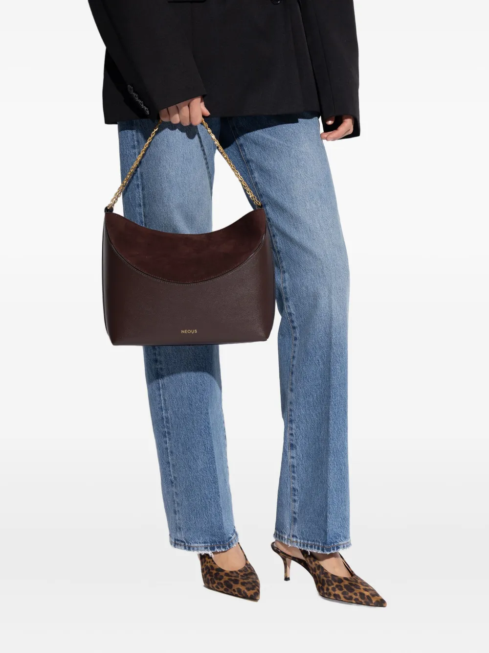 NEOUS Pavo suède shopper met kettingbandje - Bruin