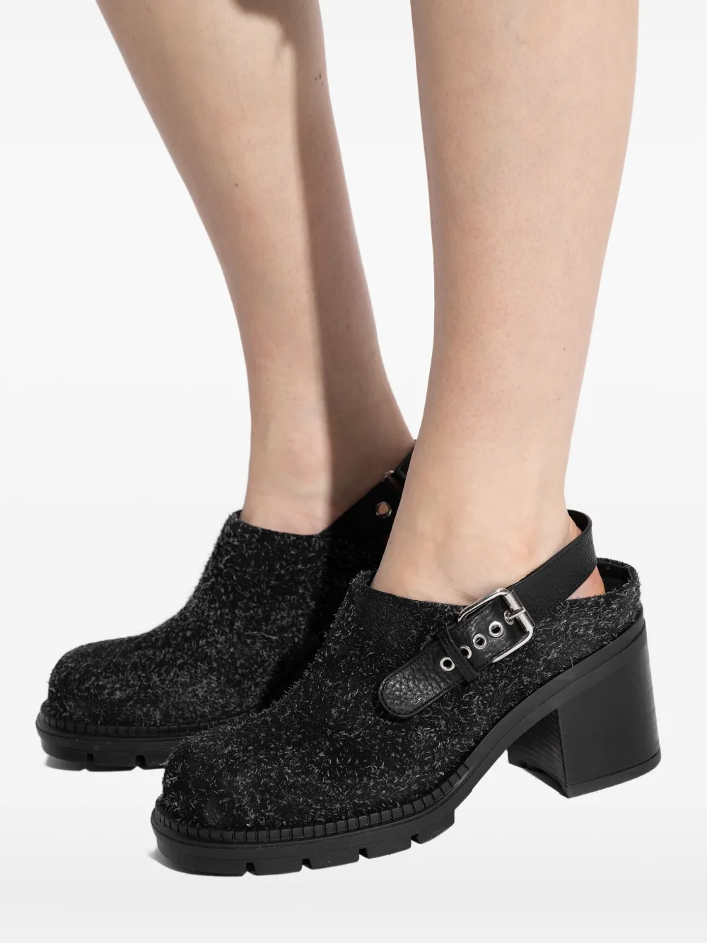 Agl Attilio Giusti Leombruni 85mm Franky Buckle-strap Mules In Black