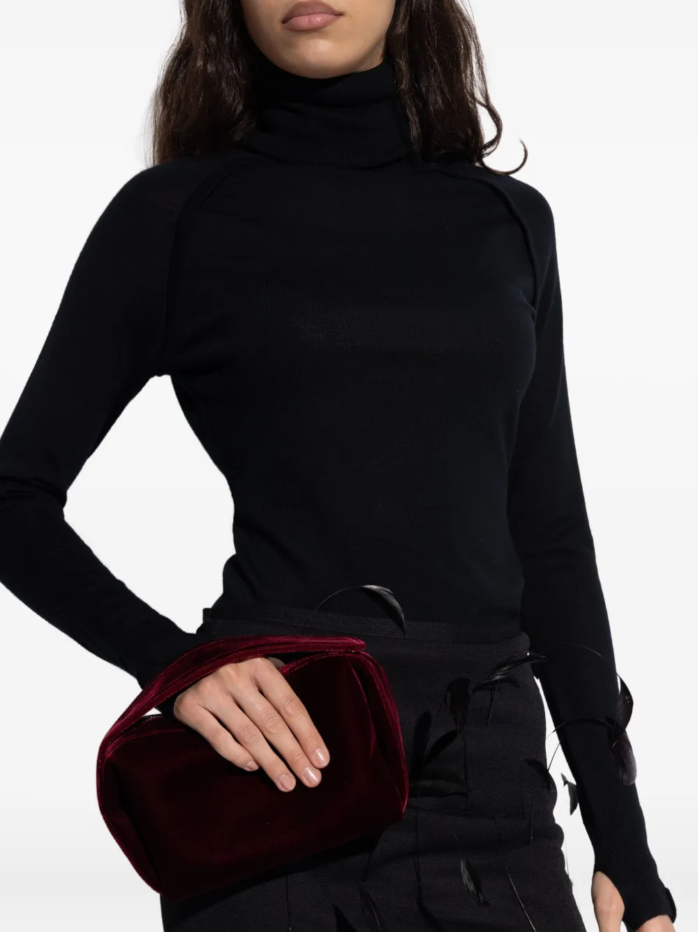Neous Ara Velvet-effect Zip Clutch Bag In Red
