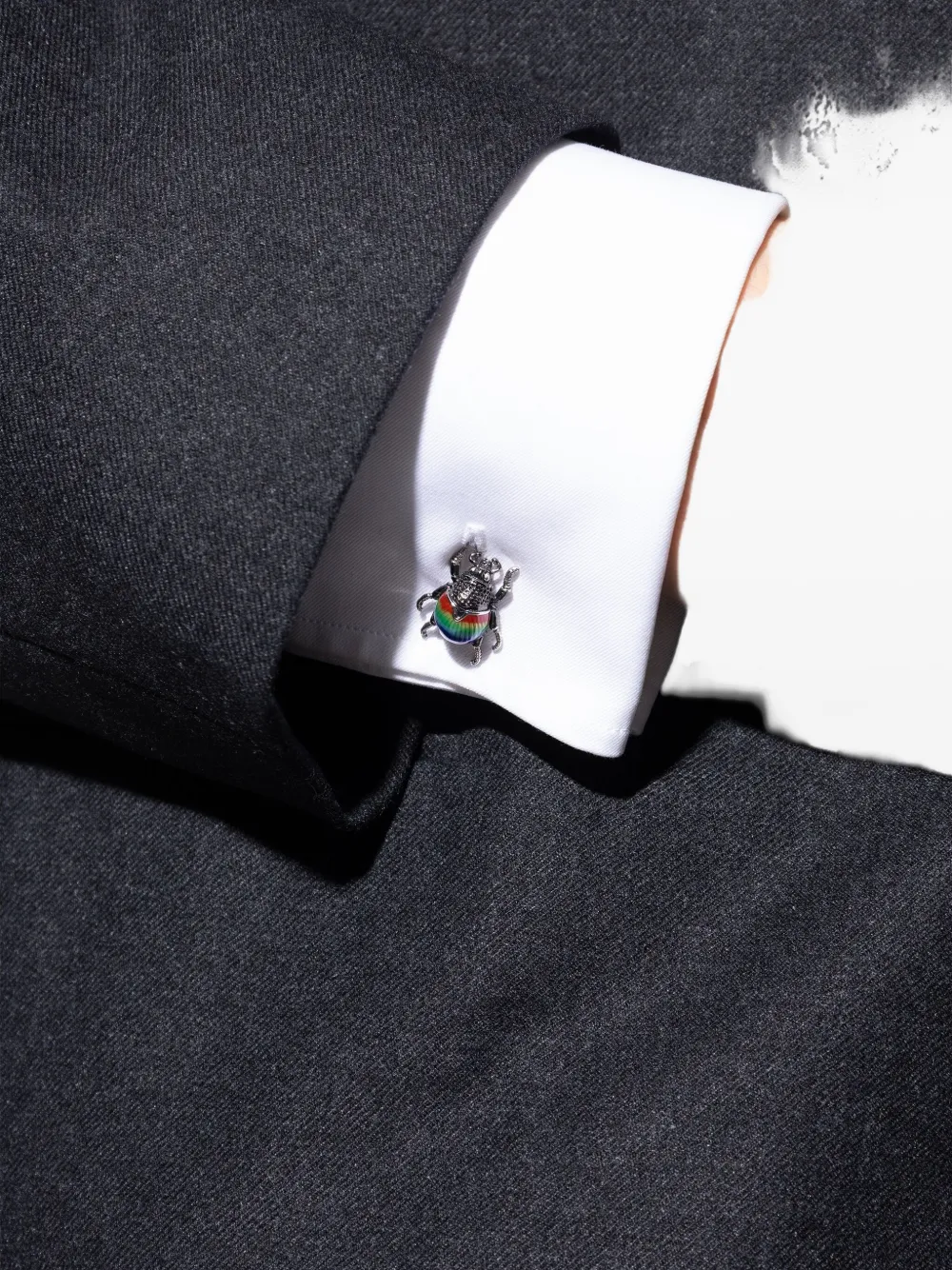 Paul Smith beetle striped cufflinks - Argento