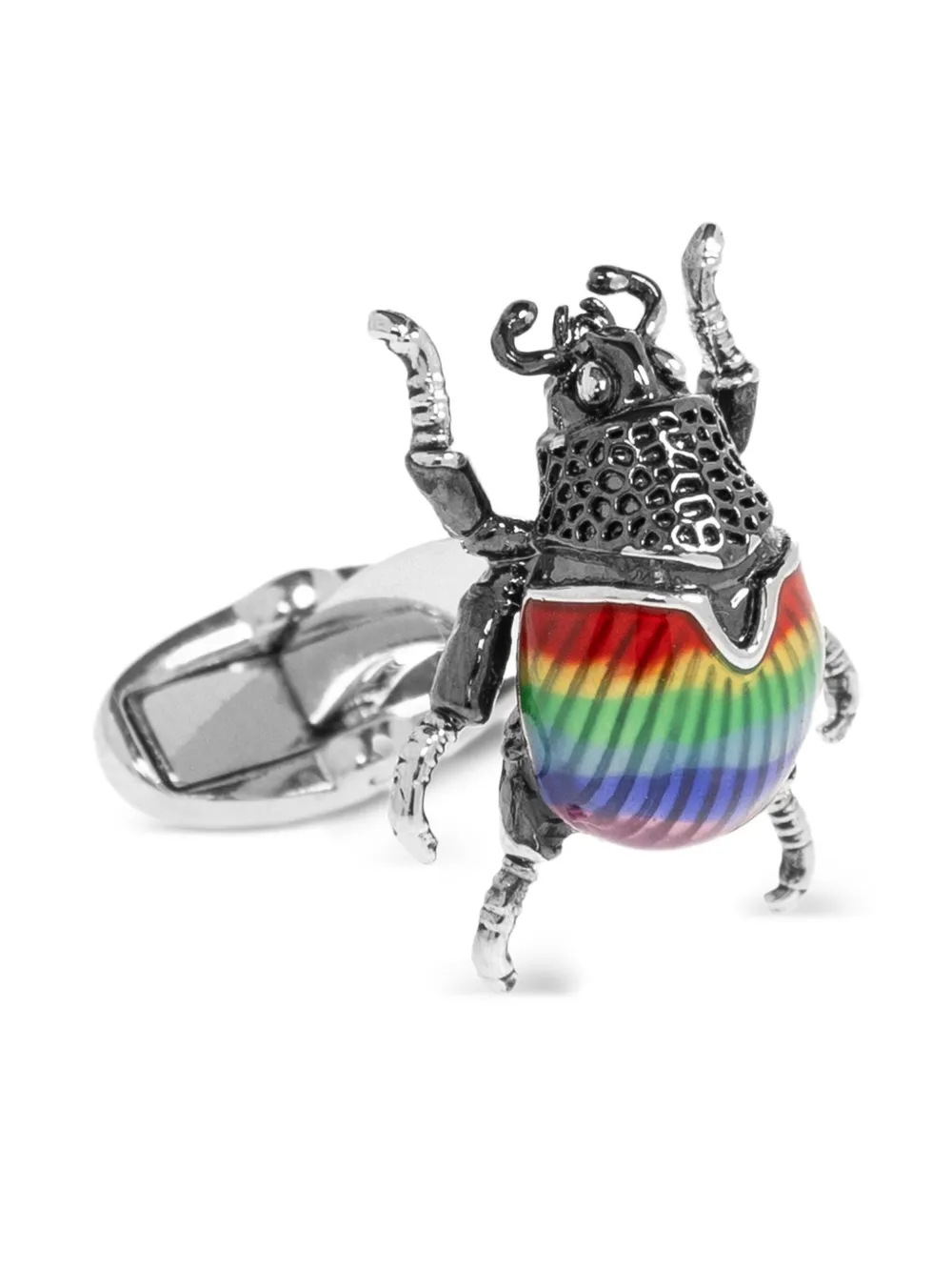 Paul Smith Gestreepte manchetknopen met kever Zilver