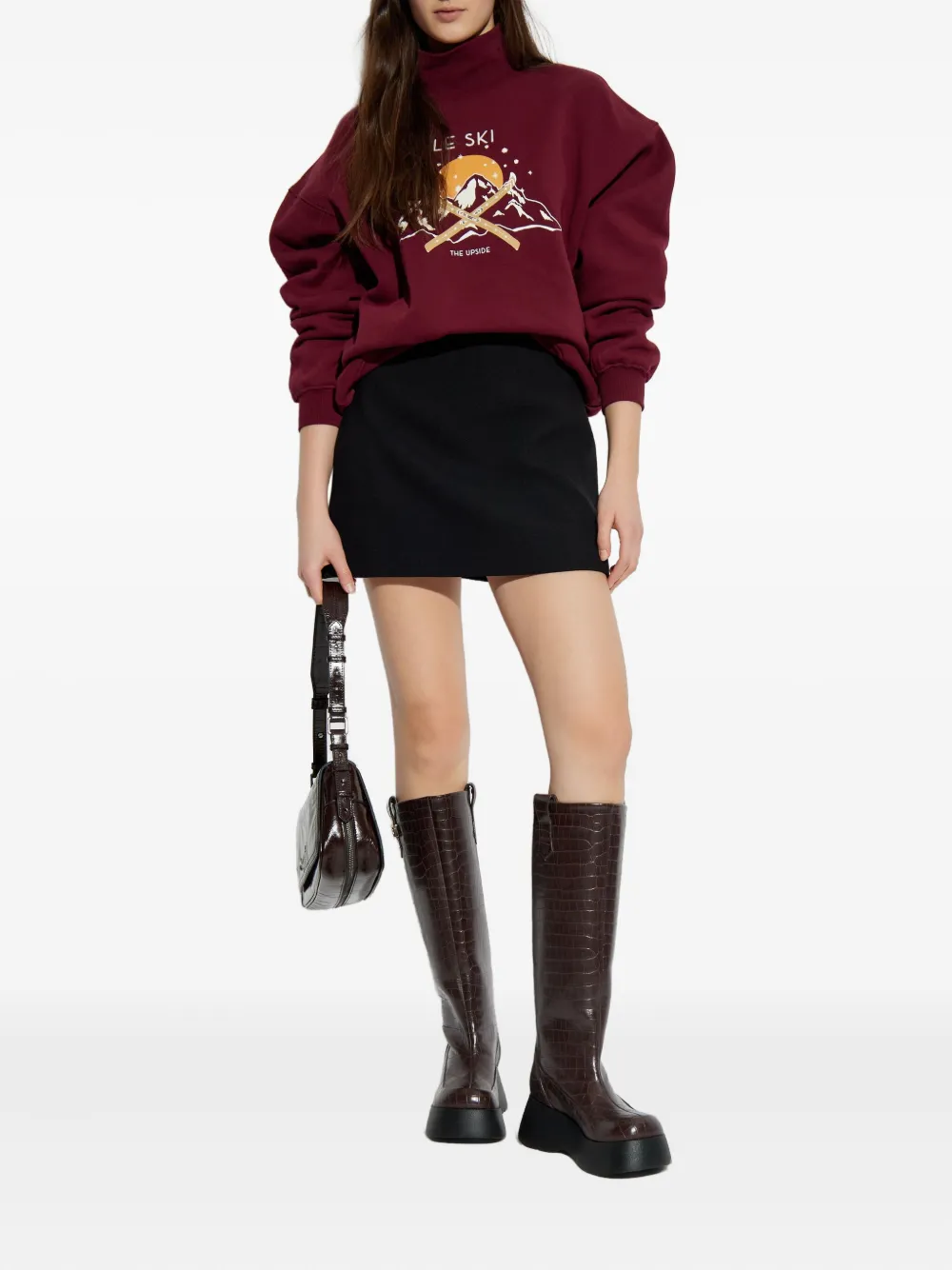 The Upside Le Ski Clementine Graphic-print Turtleneck Sweater In Red