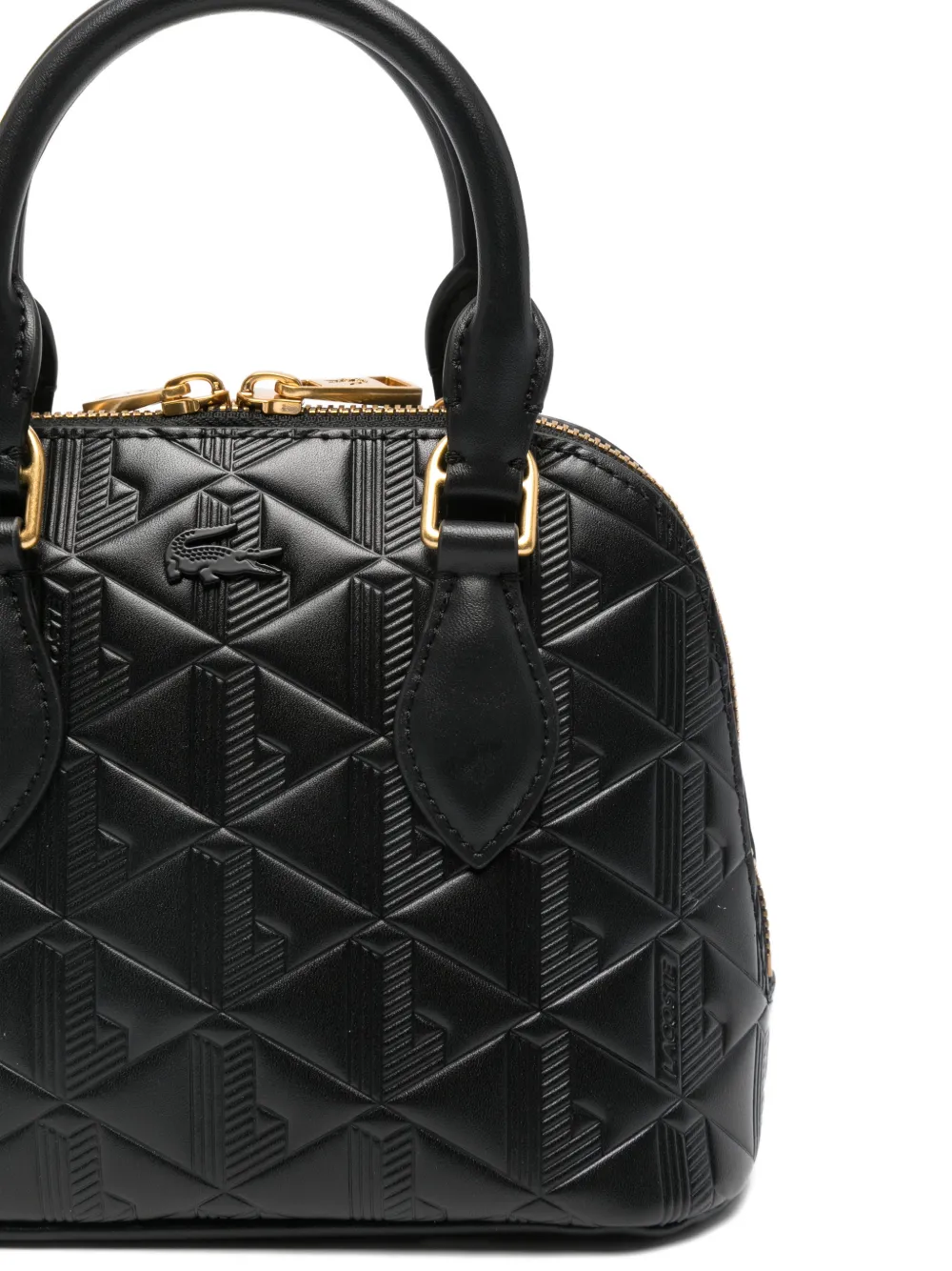 Lacoste Mini Bugatti Embossed Tote Bag In Black