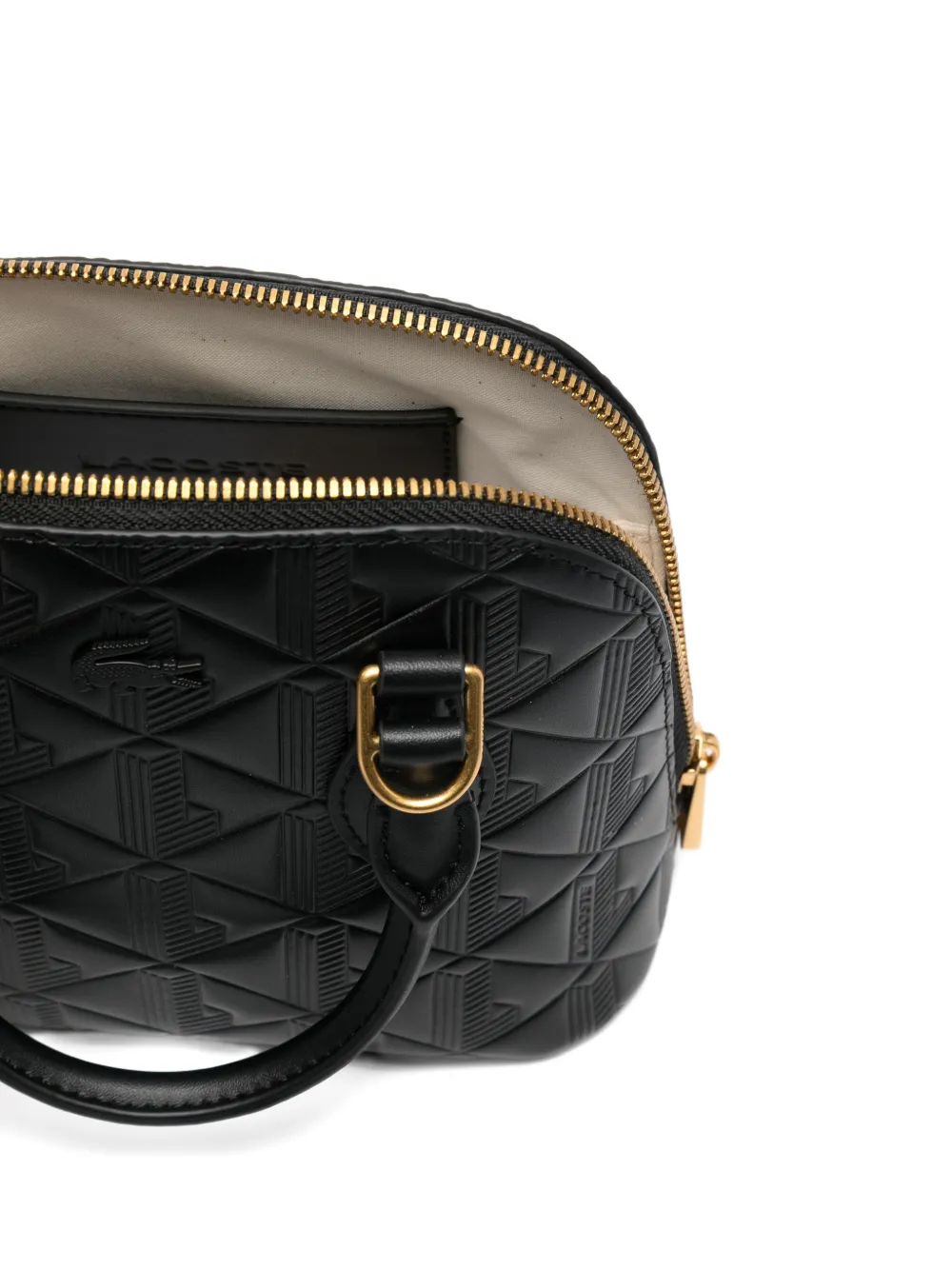 Lacoste Mini Bugatti Embossed Tote Bag In Black