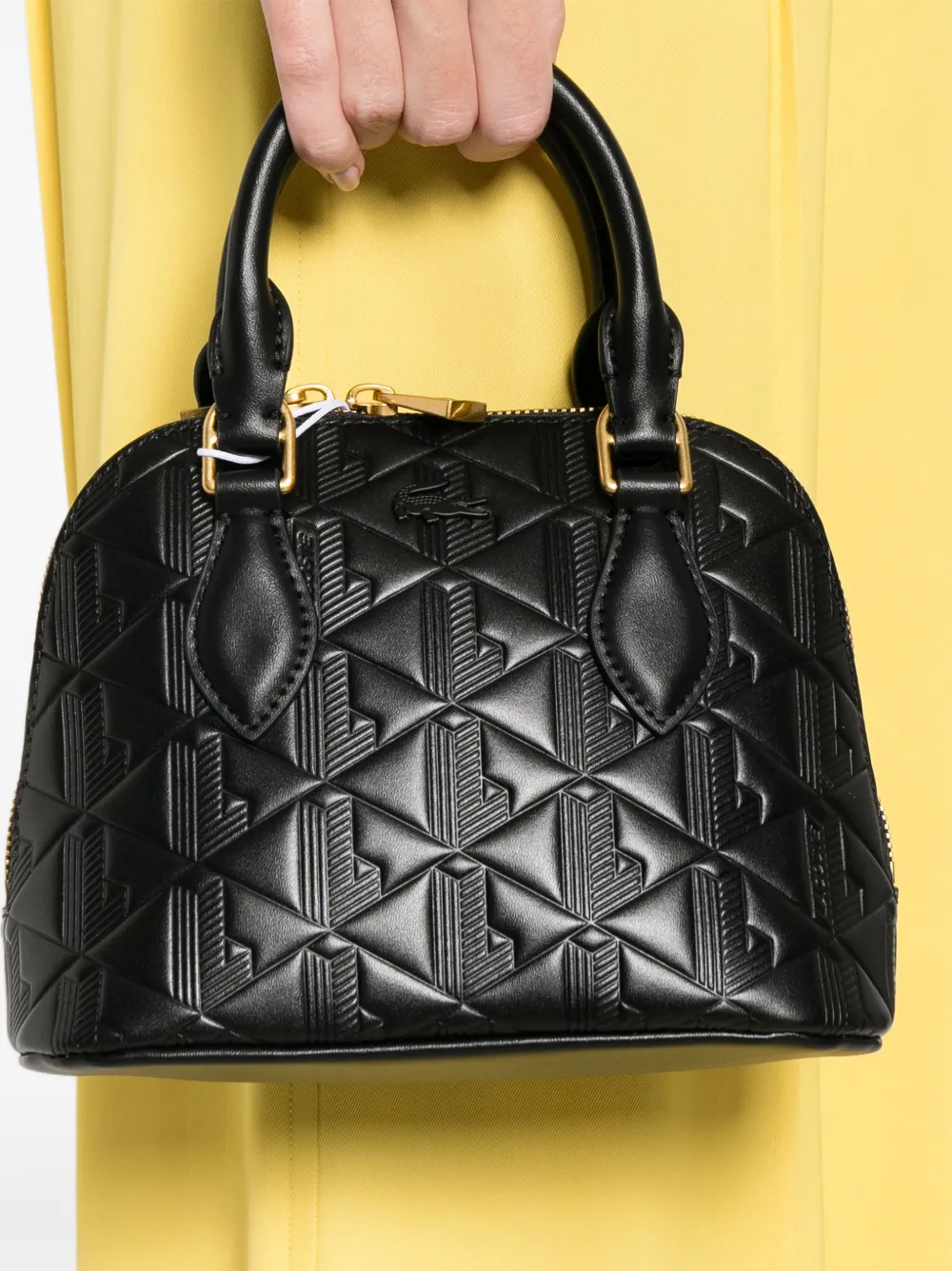 Lacoste mini Bugatti embossed tote bag - Zwart