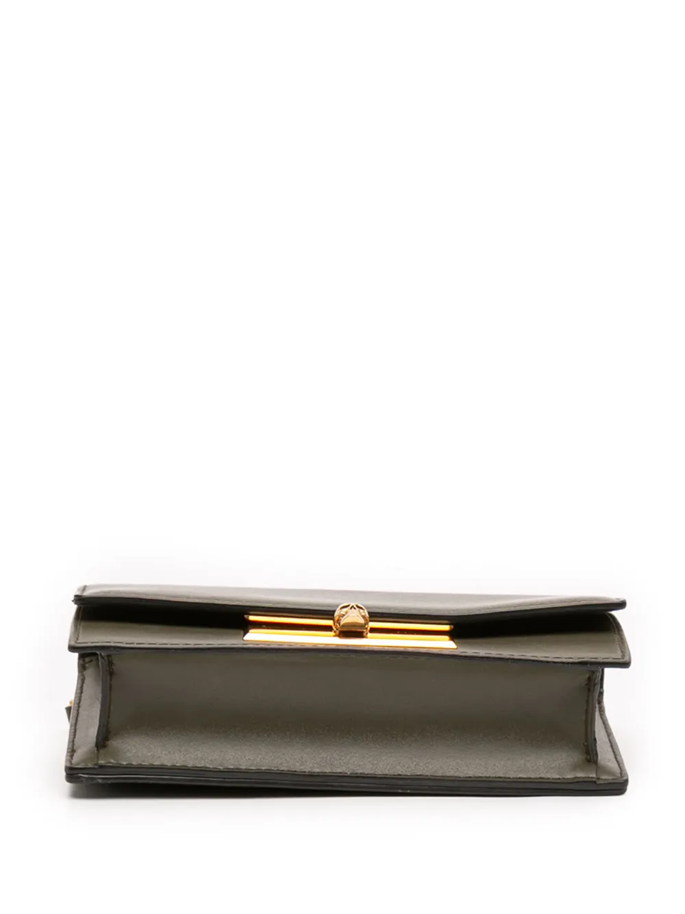 Pre-owned Alexander Mcqueen 2018-2024 Mini Leather Skull Lock Top Handle Bag Satchel In Green