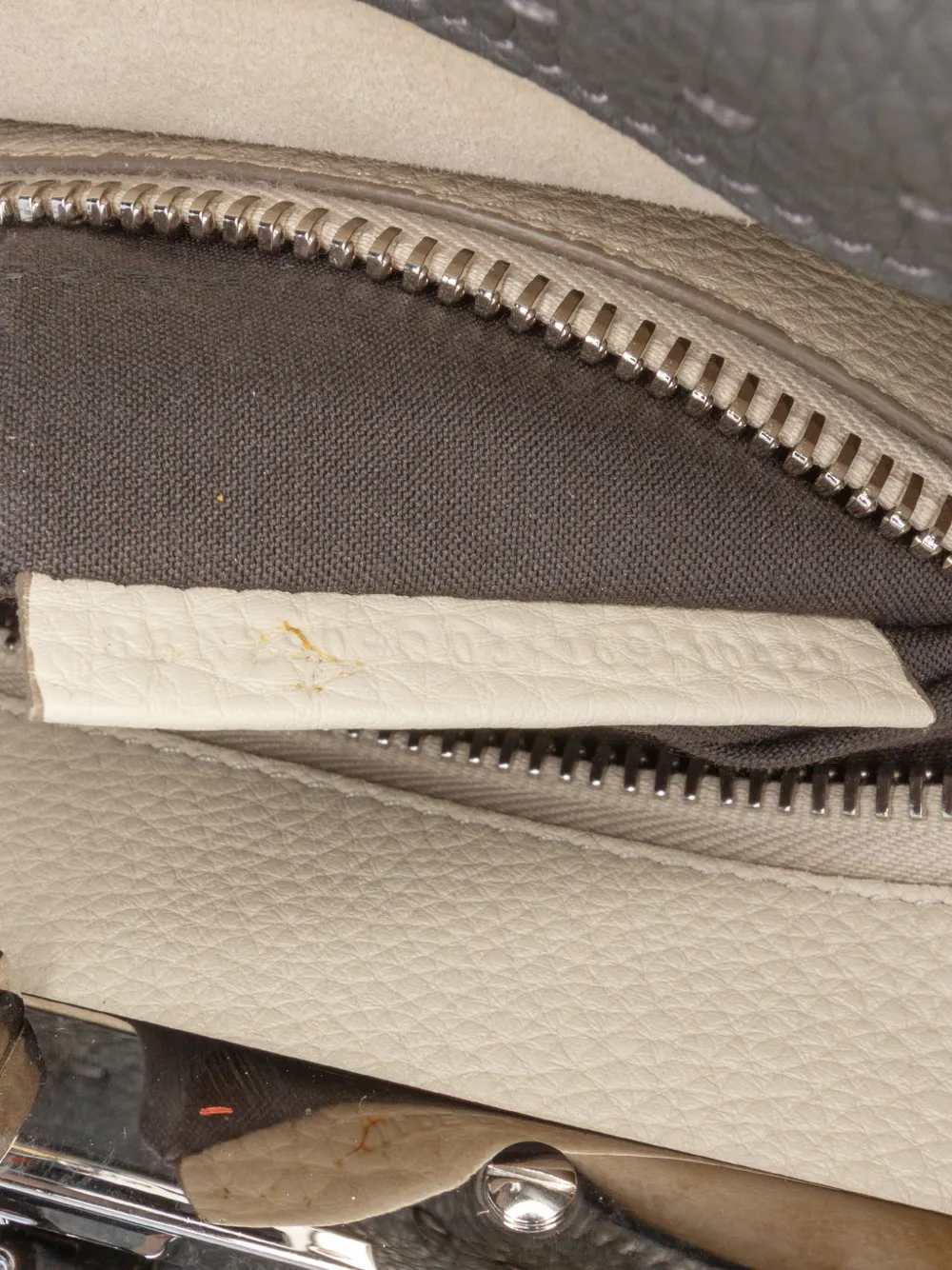 Pre-owned Fendi 2010-2025 Medium Leather Selleria Peekaboo Iconic Satchel In Gray